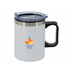 branded Lisbon 350ml Double Wall Mug, from our range of promotional Reusable Coffee Cups - Metal