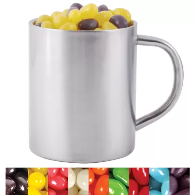 branded Corporate Colour Mini Jelly Beans in Java Mug, from our range of promotional Stainless Steel Mugs