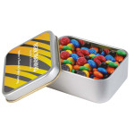 Sweets in Tin Packs - M&amp;Ms in Silver Rectangular Tin