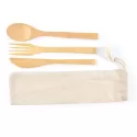 branded Miso Bamboo Cutlery Set in Calico Pouch, from our range of promotional Cutlery and Straws