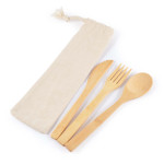 branded Miso Bamboo Cutlery Set in Calico Pouch, from our range of promotional Homeware Products