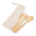 branded Miso Bamboo Cutlery Set in Calico Pouch, from our range of promotional Cutlery and Straws