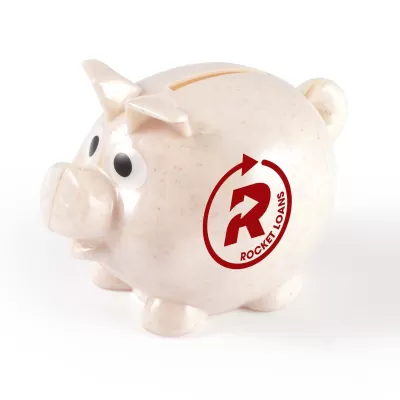 branded Worlds Smallest Pig Eco Coin Bank, from our range of promotional Money Boxes