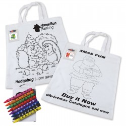 Pencils  - Colouring Short Handle Cotton Bag & Crayons