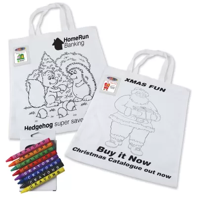 branded Colouring Short Handle Cotton Bag & Crayons, from our range of promotional Pencils