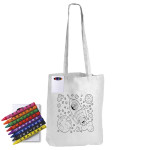 Pencils  - Colouring Long Handle Cotton Bag &amp; Crayons