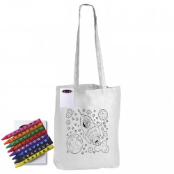Pencils - Colouring Long Handle Cotton Bag & Crayons