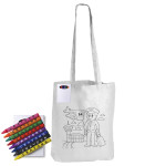 Pencils  - Colouring Long Handle Cotton Bag &amp; Crayons