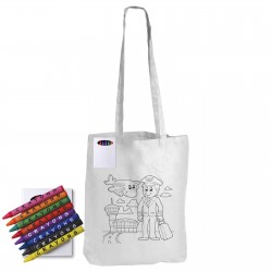 Pencils - Colouring Long Handle Cotton Bag & Crayons
