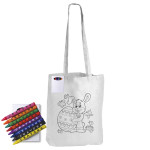 Pencils  - Colouring Long Handle Cotton Bag &amp; Crayons