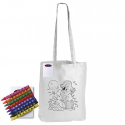 Pencils - Colouring Long Handle Cotton Bag & Crayons