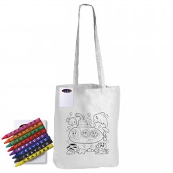 Pencils - Colouring Long Handle Cotton Bag & Crayons