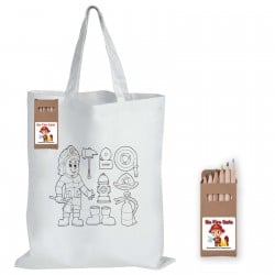 Shopping Tote Bags  - Colouring Short Handle Cotton Bag & Pencils