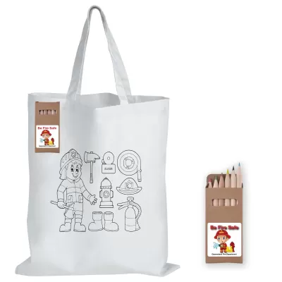 branded Colouring Short Handle Cotton Bag & Pencils, from our range of promotional Shopping Tote Bags