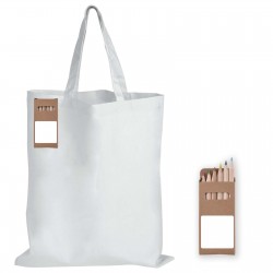 branded Colouring Short Handle Cotton Bag & Pencils, from our range of promotional Shopping Tote Bags