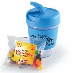 branded Kick Coffee Cup with Jelly Beans, from our range of promotional Reusable Coffee Cups - Plastic & Ceramic