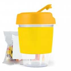 branded Kick Coffee Cup with Jelly Beans, from our range of promotional Reusable Coffee Cups - Plastic & Ceramic