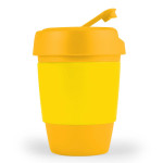 branded Kick Coffee Cup / Silicone Band 320ml, from our range of promotional Reusable Coffee Cups - Plastic &amp; Ceramic