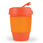 branded Kick Coffee Cup / Silicone Band 320ml, from our range of promotional Reusable Coffee Cups - Plastic &amp; Ceramic