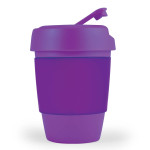 branded Kick Coffee Cup / Silicone Band 320ml, from our range of promotional Reusable Coffee Cups - Plastic &amp; Ceramic