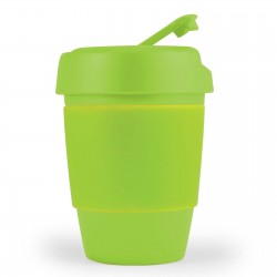 branded Kick Coffee Cup / Silicone Band 320ml, from our range of promotional Reusable Coffee Cups - Plastic & Ceramic