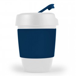 branded Kick Coffee Cup / Silicone Band 320ml, from our range of promotional Reusable Coffee Cups - Plastic & Ceramic