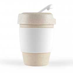 branded Kick Eco Coffee Cup / Silicone Band 320ml, from our range of promotional Reusable Coffee Cups - Plastic & Ceramic