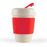 branded Kick Eco Coffee Cup / Silicone Band 320ml, from our range of promotional Reusable Coffee Cups - Plastic &amp; Ceramic