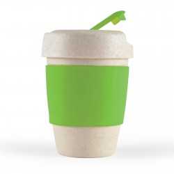 branded Kick Eco Coffee Cup / Silicone Band 320ml, from our range of promotional Reusable Coffee Cups - Plastic & Ceramic