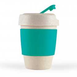branded Kick Eco Coffee Cup / Silicone Band 320ml, from our range of promotional Reusable Coffee Cups - Plastic & Ceramic