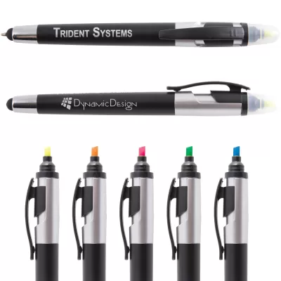 branded Trident Pen / Stylus Highlighter, from our range of promotional Stylus Pens
