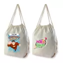 branded Calico Drawstring Library Backpack, from our range of promotional Cotton &amp; Calico Tote Bags