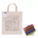 branded Colouring Short Handle Calico Bag &amp; Crayons, from our range of promotional Cotton &amp; Calico Tote Bags
