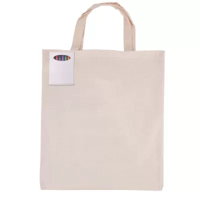 branded Colouring Short Handle Calico Bag & Crayons, from our range of promotional Cotton & Calico Tote Bags