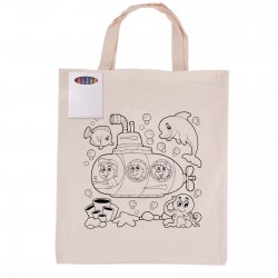 branded Colouring Short Handle Calico Bag & Crayons, from our range of promotional Cotton & Calico Tote Bags