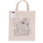 branded Colouring Short Handle Calico Bag &amp; Crayons, from our range of promotional Cotton &amp; Calico Tote Bags