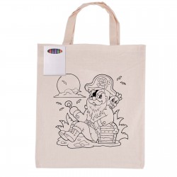 branded Colouring Short Handle Calico Bag & Crayons, from our range of promotional Cotton & Calico Tote Bags