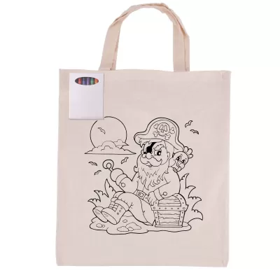 branded Colouring Short Handle Calico Bag & Crayons, from our range of promotional Cotton & Calico Tote Bags