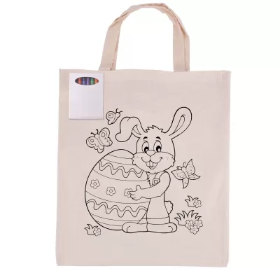 branded Colouring Short Handle Calico Bag & Crayons, from our range of promotional Cotton & Calico Tote Bags