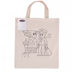 branded Colouring Short Handle Calico Bag & Crayons, from our range of promotional Cotton & Calico Tote Bags