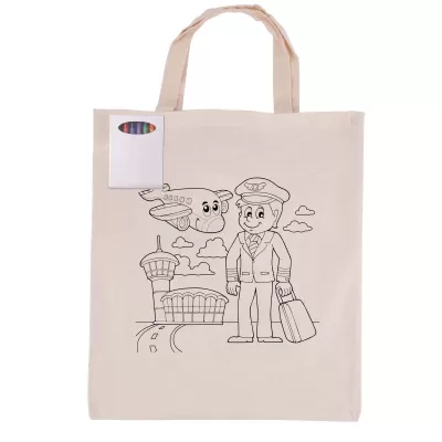 branded Colouring Short Handle Calico Bag & Crayons, from our range of promotional Cotton & Calico Tote Bags
