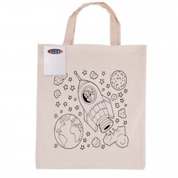 branded Colouring Short Handle Calico Bag & Crayons, from our range of promotional Cotton & Calico Tote Bags