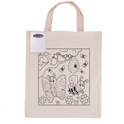 branded Colouring Short Handle Calico Bag & Crayons, from our range of promotional Cotton & Calico Tote Bags