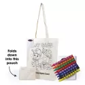 branded Get Crafty Folding Calico Bag and Crayons, from our range of promotional Cotton &amp; Calico Tote Bags