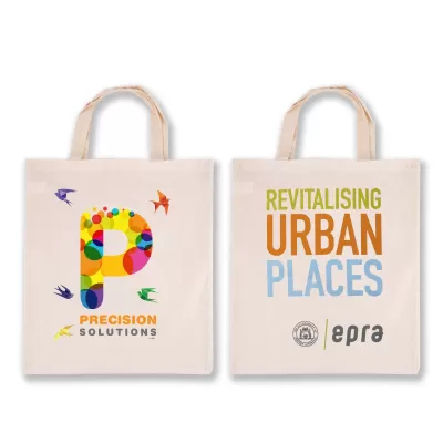 branded Calico Short Handle Bag, from our range of promotional Cotton & Calico Tote Bags