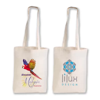 branded Calico Long Handle Bag, from our range of promotional Cotton & Calico Tote Bags