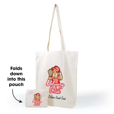 branded Urban Shopper Folding Calico Bag (LH), from our range of promotional Cotton & Calico Tote Bags