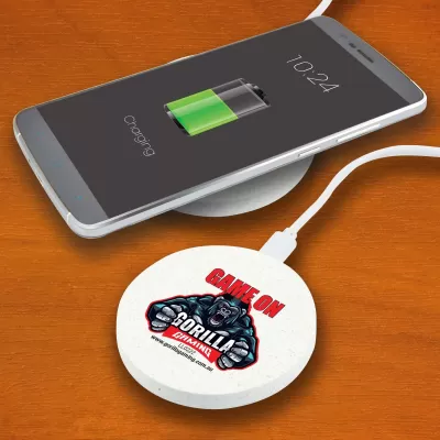 branded Arc Eco Round Wireless Charger, from our range of promotional Phone & Tablet Chargers
