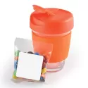 branded Vienna Coffee Cup with M&amp;Ms, from our range of promotional Reusable Coffee Cups - Glass
