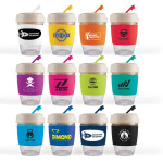 branded Vienna Eco Coffee Cup / Silicone Band 320ml, from our range of promotional Reusable Coffee Cups - Glass